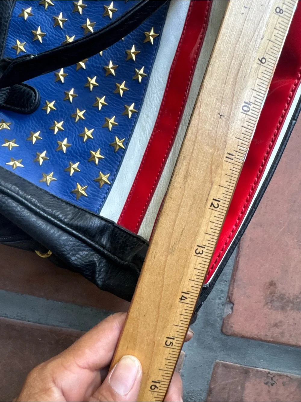 Vtg American Flag Accent Black Handbag